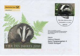 Germany Deutschland 2009 FDC Tier Des Jahres 2010, Dachs Badger Fauna, Berlin - FDC: Covers