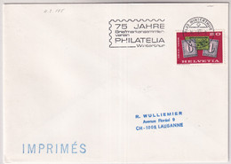 MiNr. 888 Schweiz 1968, 12. Sept. - Brief Mit Werbeflagge 75 JAHRE BRIEFMARKENSAMMLER VEREIN WINTERTHUR - Expositions Philatéliques