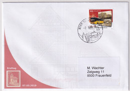 MiNr. 2590 Schweiz 2019, 7. März. 100 Jahre Postauto-Linien Gelaufenes PORTOGERECHTES FDC - ET - MÄRSTETTEN - Lettres & Documents