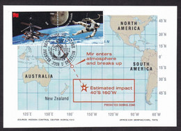 Guinea: Maximum Card, 2001, 1 Stamp + Tab, End Mir Space Station, Spacecraft USSR, Astronaut, Map, Rare (traces Of Use) - Guinea (1958-...)