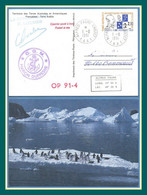 TAAF Entier Postal Stationery Amiral Douguet Obl. Alfred Faure Crozet 1991 Posté à Bord Posted At Sea Marion Dufresne - Interi Postali