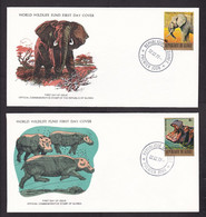 Guinea: 3x FDC First Day Cover, 1977, 1 Stamp Each, Wildlife, Elephant, Hippo, Oryx Animal (traces Of Use) - Guinea (1958-...)