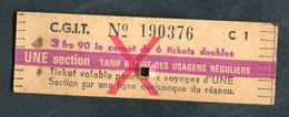 Ticket De Tramway Et Bus De Lille 1 Section 3fr90 - Compagnie Générale Industrielle De Transports (CGIT) - Europe