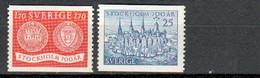 SWEDEN 376-7 * MH - STOCKHOLM (1953) - Ongebruikt