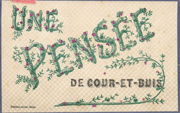 Cour Et Buis * Souvenir Du Village , Une Pensée ! * Paillettes * 1906 - Andere & Zonder Classificatie