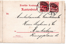 56867 - Deutsches Reich - 1897 - 10Pfg Krone&Adler GAKtenBf M ZusFrank HANNOVER -> AMSTERDAM (Niederlande) - Lettres & Documents