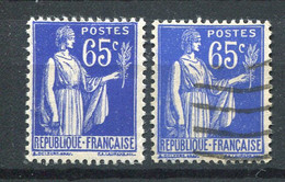 24727 FRANCE N°365**/° 65c. Outremer Type Paix : Oeil Blanc + Normal  1937  TB - Unused Stamps