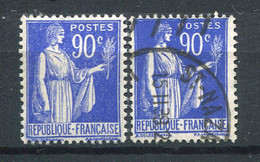 24730 FRANCE N°368**/° 90c. Outremer Type Paix : Flocons De Neige (impression Dépouillée Du Bleu) + Normal  1938  TB - Ongebruikt