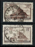 FRANCIA  1929 /38 ✨ Mont St. MICHEL ✨ N. 269 /260a Doppia Varietà ⭕ Usati ⭕ Cat. 10,50 € ⭕ Lotto 1562 ☘️ - Gebraucht