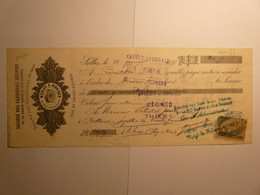 MANDAT LETTRE DE CHANGE CHEQUE De 1897 - SELLES CARRIERES MEULES A AIGUISER VOSGES - THIERS - TAMPONS ET TIMBRES - Lettres De Change