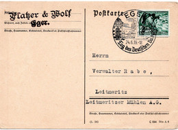 56885 - Deutsches Reich - 1939 - 6Pfg Sudetenland EF A Kte SoStpl EGER - TAG DES DEUTSCHEN VOLKSTUMS -> Leitmeritz - Cartas & Documentos