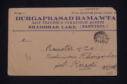 INDE - Enveloppe De Shambar Lake Pour Karachi En 1943, Affranchissement Au Verso - L 139360 - 1936-47 Roi Georges VI