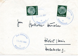 56888 - Deutsches Reich / Sudetenland - 1939 - 2@6Pfg Hindenburg A Bf BAD LIEBWERDA -> Hoechst - Lettres & Documents