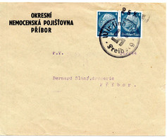 56890 - Deutsches Reich / Sudetenland - 1938 - 2@4Pfg Hindenburg A OrtsBf FREIBERG - WIR SIND FREI - Lettres & Documents