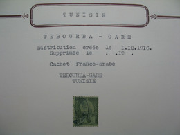 Tunisie Etude Oblitération Voir Scan  :   Tebourba Gare - Usados