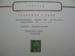Tunisie Etude Oblitération Voir Scan  :   Tebourba Gare - Gebraucht