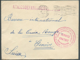 Lettre En Franchise De BRUXELLES Le 19-X-1915 + Griffe Rouge KRIEGSGEFANGENSENDUNG + Sc Rouge SERVICE GRATUIT CROIX ROUG - Prisonniers