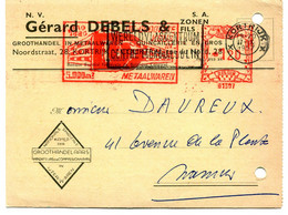 1957 Kaart Nv GERARD DEBELS & ZONEN Kortrijk Metaalwaren Naar St Niklaas - Mooie Rode Stempels - ...-1959