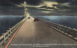 TAMPA - MOONLIGHT OVER GANDY BRIDGE - SPANNING TAMPA BAY BETWEEN TAMPA AND ST PETERSBURG - Tampa