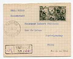 !!! CAMEROUN, DOCUMENT RECOMMANDE PAR AVION DE YAOUNDE DE 1947 POUR PORT-LYAUTEY (MAROC) - Brieven En Documenten