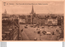 CPA - Belgique - Tournai - Vue D'ensemble De La Grande Place Avec Eglise St-Quentin - Tournai