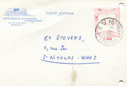 1957 Kaart S.A. OBVP OFFICE BELGE VULGARISATION  PHARMA Brussel 3 Naar St Niklaas - ...-1959