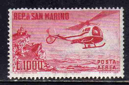 REPUBBLICA DI SAN MARINO 1961 POSTA AEREA AIR MAIL ELICOTTERO HELICOPTER HÉLICOPTÈRE LIRE 1000 MNH - Luftpost