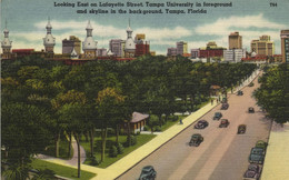 TAMPA - LOOKING EAST ON LAFAYETTE STREET TAMPA UNIVERSITY IN FOREGROUND AND SKYLINE IN THE BACKGROUND - Tampa