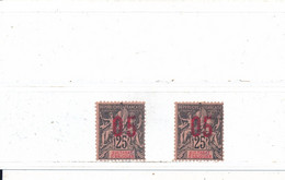Anjouan Colonie Française Timbres Au Type Groupe N° 24 Et 24a Variété Surcharge Espacée Neufs Avec Charnière - Unused Stamps