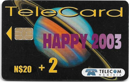 Namibia - Telecom Namibia - Happy 2003, Planet Saturn, 2003, 20+2$, Used - Namibie