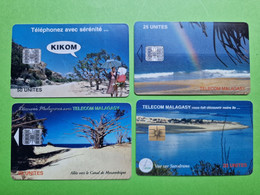 Lot 4 Cartes Téléphonique MADAGASCAR - VIDE - Télécarte Cabine Téléphone - Paysages Mer Canal Mozambique Sarodrano - Madagaskar