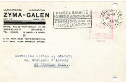 1947 Kaart Laboratoria ZYMA GALEN Brussel II Naar St. Niklaas - ...-1959