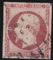 France   .   Y&T   .    18  (2 Scans)   .  Restauré En Bas   .     O    .   Oblitéré - 1853-1860 Napoléon III.
