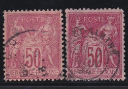 France   .   Y&T   .   98+104       .       O    .   Oblitéré - 1898-1900 Sage (Tipo III)