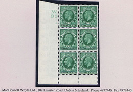 GB George V 1934 Photogravure ½d Cylinder 13 No Dot W/35 Control Corner Block Mint - Neufs