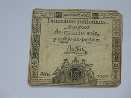 Domaines Nationaux - Assignat De Quinze  Sols - Loi Du 24 Octobre  1793  **** EN ACHAT IMMEDIAT ***** - Assignats