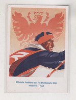 AUSTRIA  1936 INNSBRUCK FIS Postcard Damaged Uper Margin - Lettres & Documents