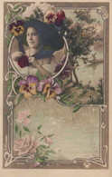 ART NOUVEAU - Cpa Carte Photo Illustrateur - Femme Chapeau Fleurs - Jugendstil - 1900-1949