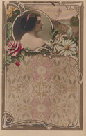 ART NOUVEAU - Cpa Carte Photo Illustrateur - Femme Fleurs - Jugendstil - 1900-1949