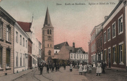 Bree - Kerk En Stadhuis - Eglise Et Hotel De Ville - Tres Animé Et Colorisé - Carte Postale Ancienne - Bree