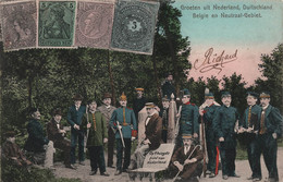 Représentation De Timbres Neerlandais Allemand Belge Et Neutraal Gebiet - Carte Postale Ancienne - Postzegels (afbeeldingen)