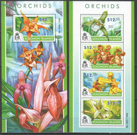 LS439 2015 SOLOMON ISLANDS ORCHIDS PLANTS FLOWERS #3192-96 1KB+1BL MNH - Orchidee