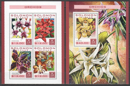 LS571 2016 SOLOMON ISLANDS ORCHIDS PLANTS FLOWERS #3881-85 1KB+1BL MNH - Orchidee