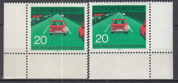 BRD  672, Postfrisch **, Eckrand Unten Links Und Rechts Mit Formnummer "-", Neue Regeln Im Straßenverkehr, 1971 - Ungebraucht