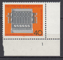 BRD  778, Postfrisch **, Eckrand Unten Rechts Mit Formnummer "1", Rechenmaschine, 1973 - Ungebraucht