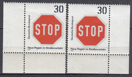 BRD  667, Eckrand Unten Links Und Rechts Mit Formnummer "-", Postfrisch **, Neue Straßenverkehrsregeln, 1971 - Ungebraucht