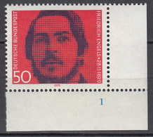 BRD  657, Eckrand Unten Rechts Mit Formnummer "1", Postfrisch **, Friedrich Engels, 1970 - Ungebraucht