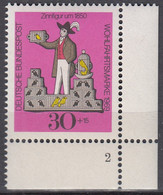 BRD  606, Eckrand Unten Rechts Mit Formnummer "2", Postfrisch **, Wohlfahrt: Zinnfiguren, 1969 - Ungebraucht