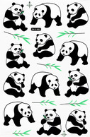 Pandabär Tiere Aufkleber / Panda Bear Sticker A4 1 Bogen 27 X 18 Cm ST257 - Scrapbooking