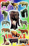 Safari Zoo Tiergarten Tiere Aufkleber / Animal Sticker A4 1 Bogen 27 X 18 Cm ST060 - Scrapbooking